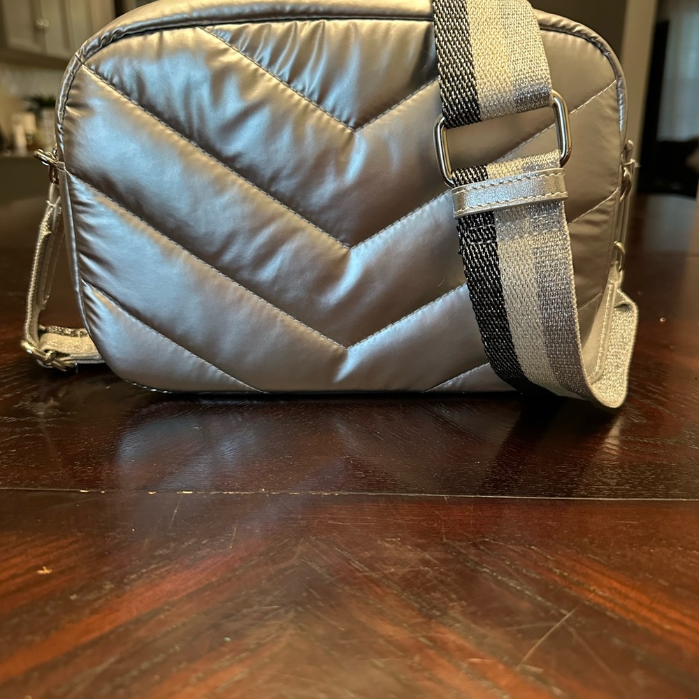 Talbots Silver Quilted Belt Bag